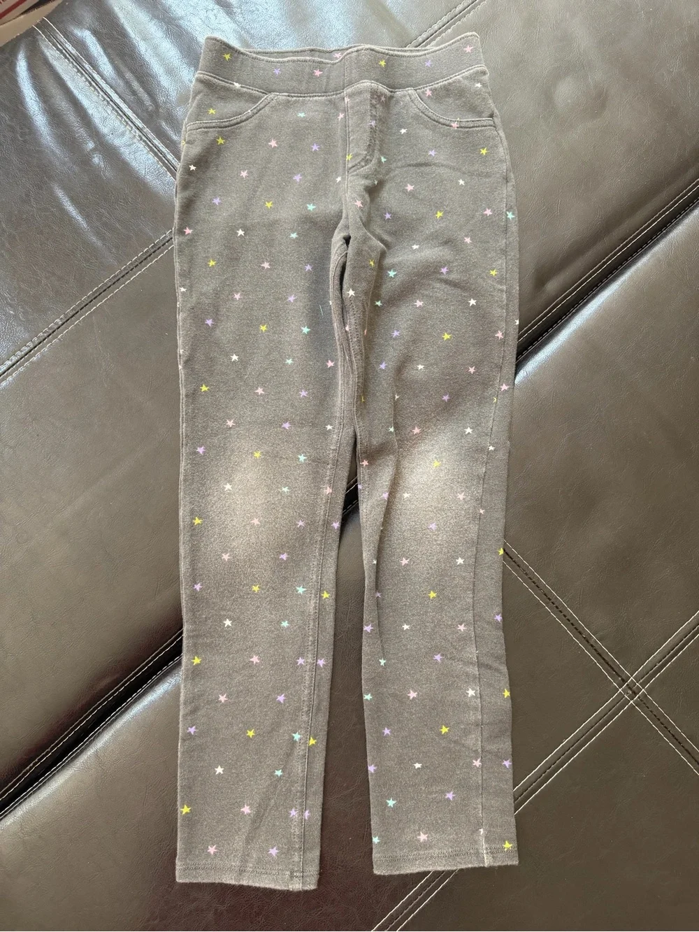 Jumping Beans - Girl’s Gray Leggings with Pastel Star Pattern